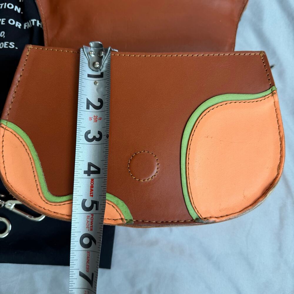John Fluevog Mini Leather Crossbody Multicolor Orange Blue Green Shoulder Purse - Picture 11 of 16